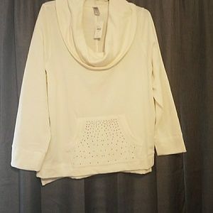 Winter white, long sleeve,  silver dots